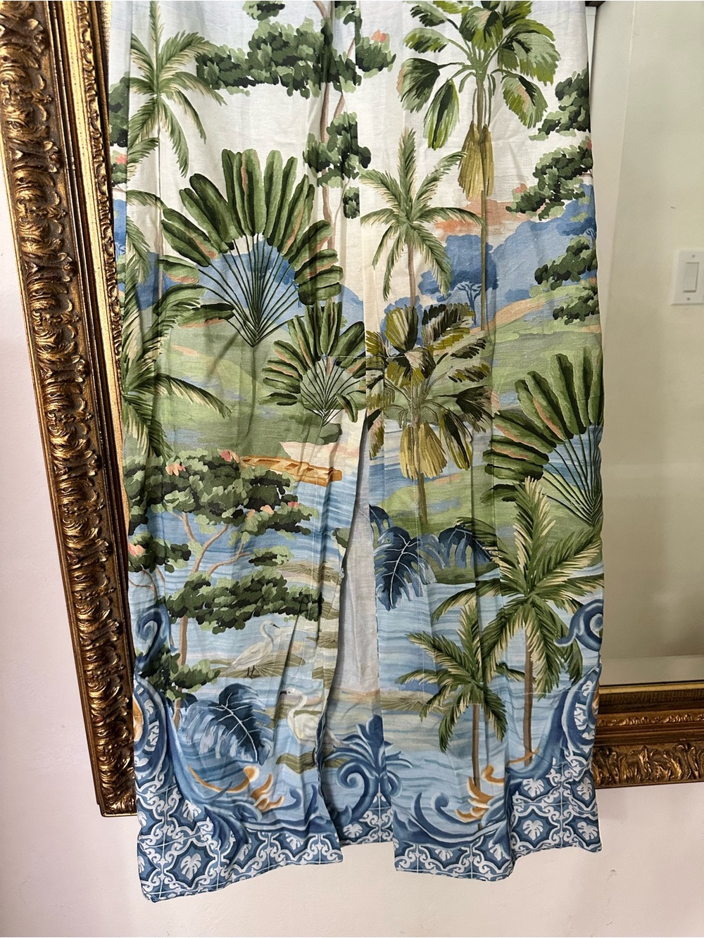 FARM Rio Countryside Landscape Blue and Green Printed Strapless Slip Dress - Picture 6 of 7